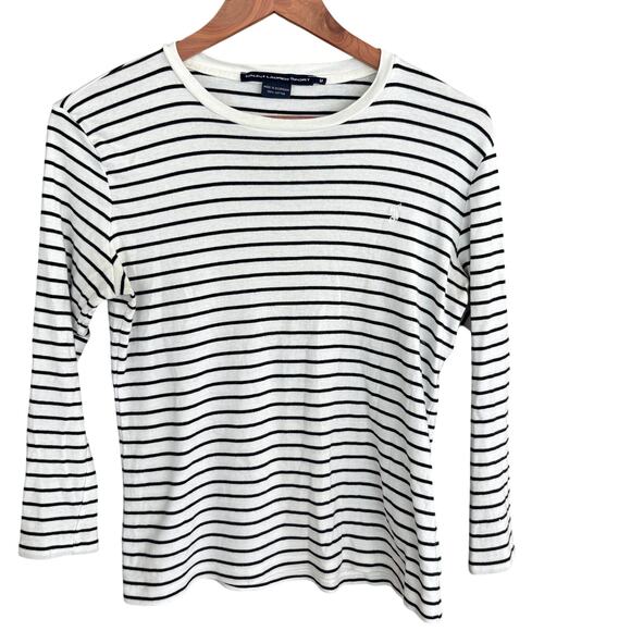 Ralph Lauren Sport Striped Tee M Navy Blue White Academia Prep Capsule Nautical - Picture 1 of 4